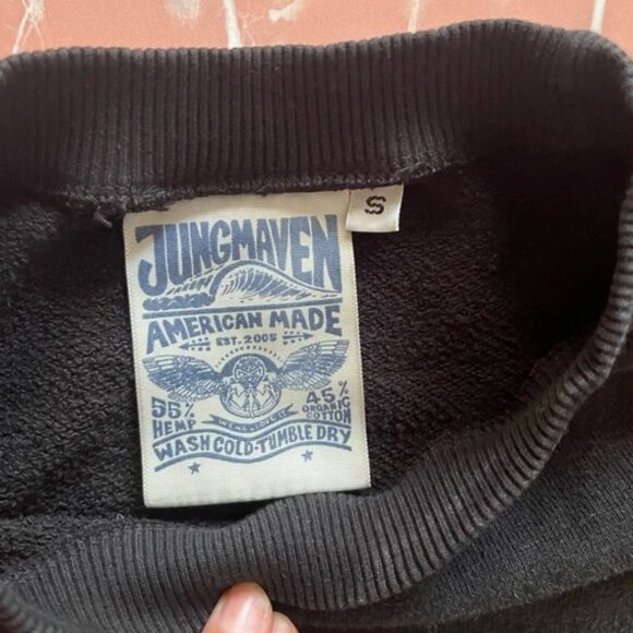 Jungmaven Black Raglan Short Sleeve Sweatshirt Size Small - Picture 2 of 6